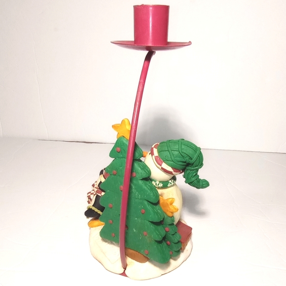 1999 Mervyn's Snowman Penguin Dog Collectible Resin Candle Holder - Picture 5 of 8